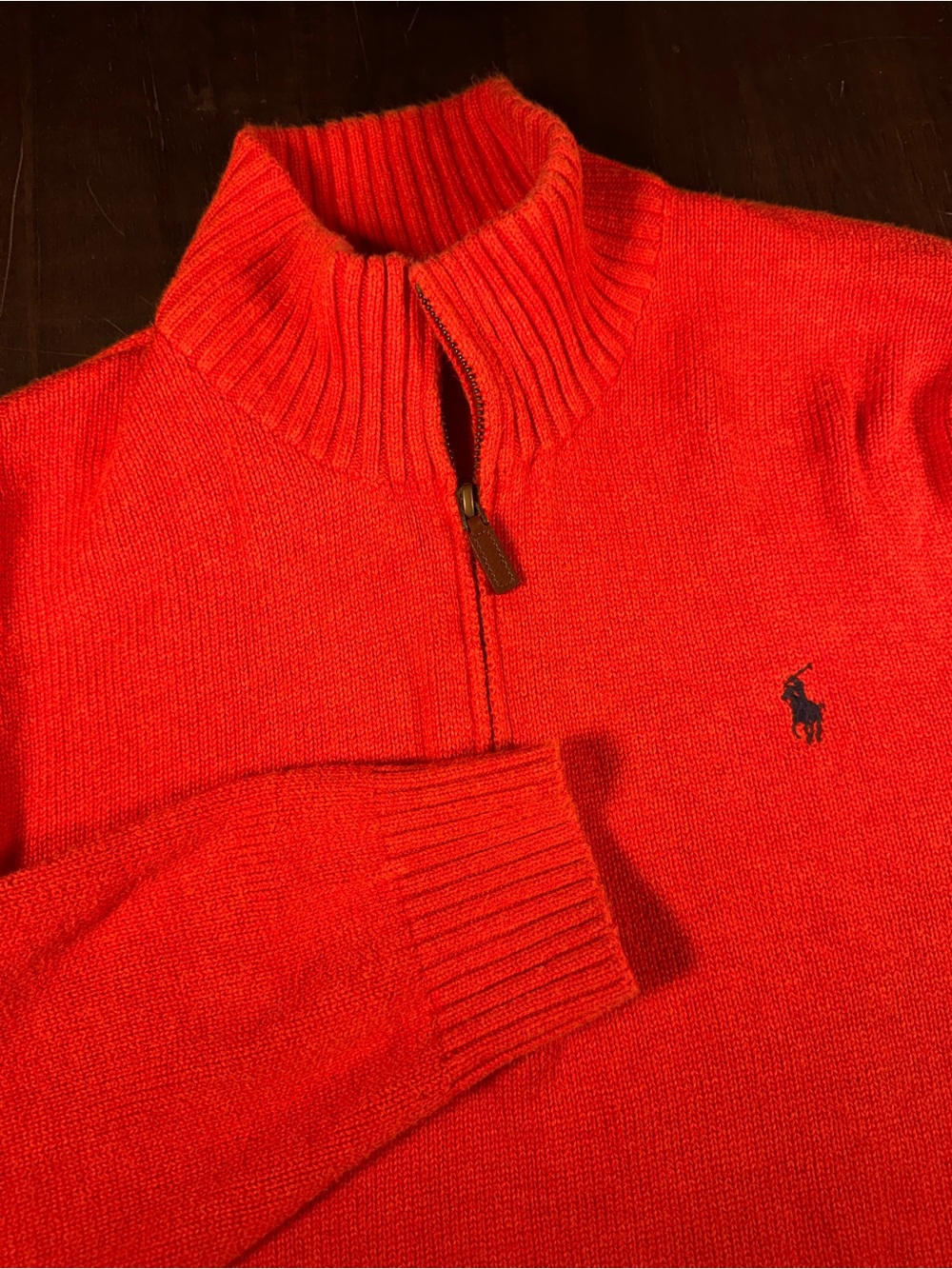Polo by Ralph Lauren Men's Orange Half-Zip Sweater